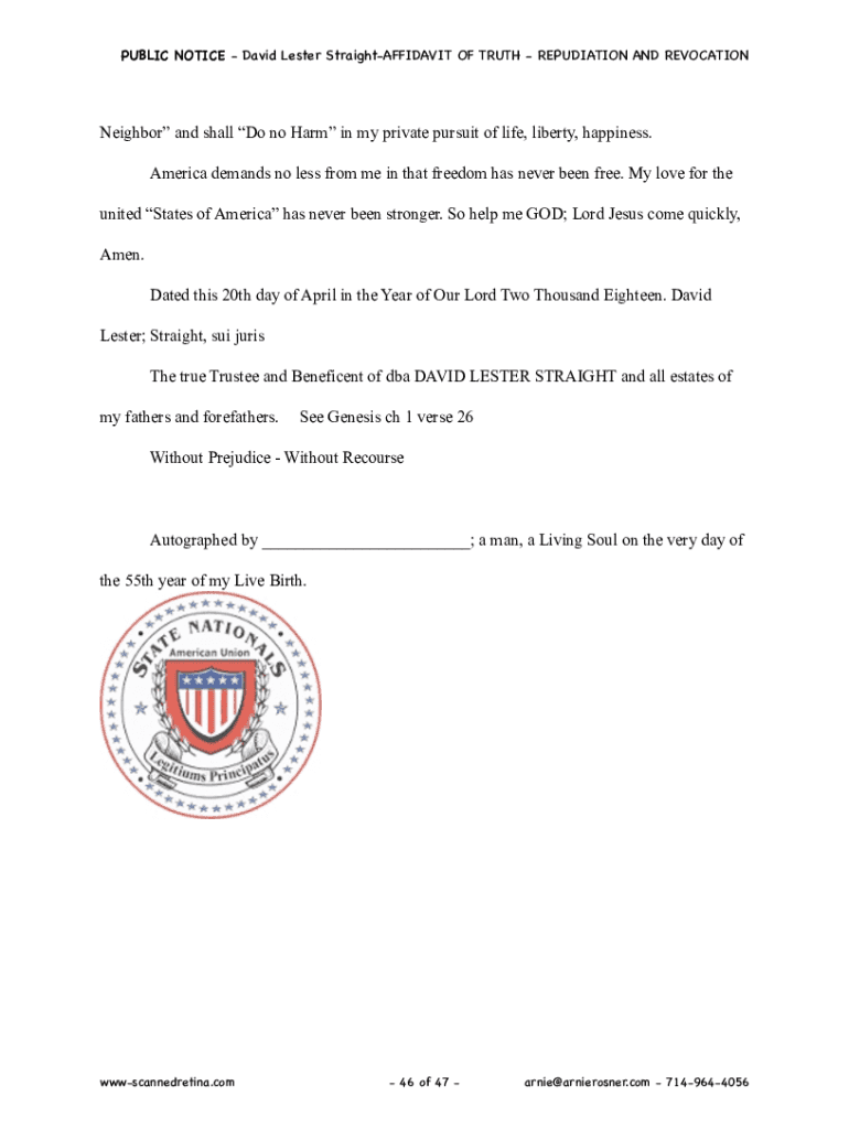 Affidavit of Repudiation Form